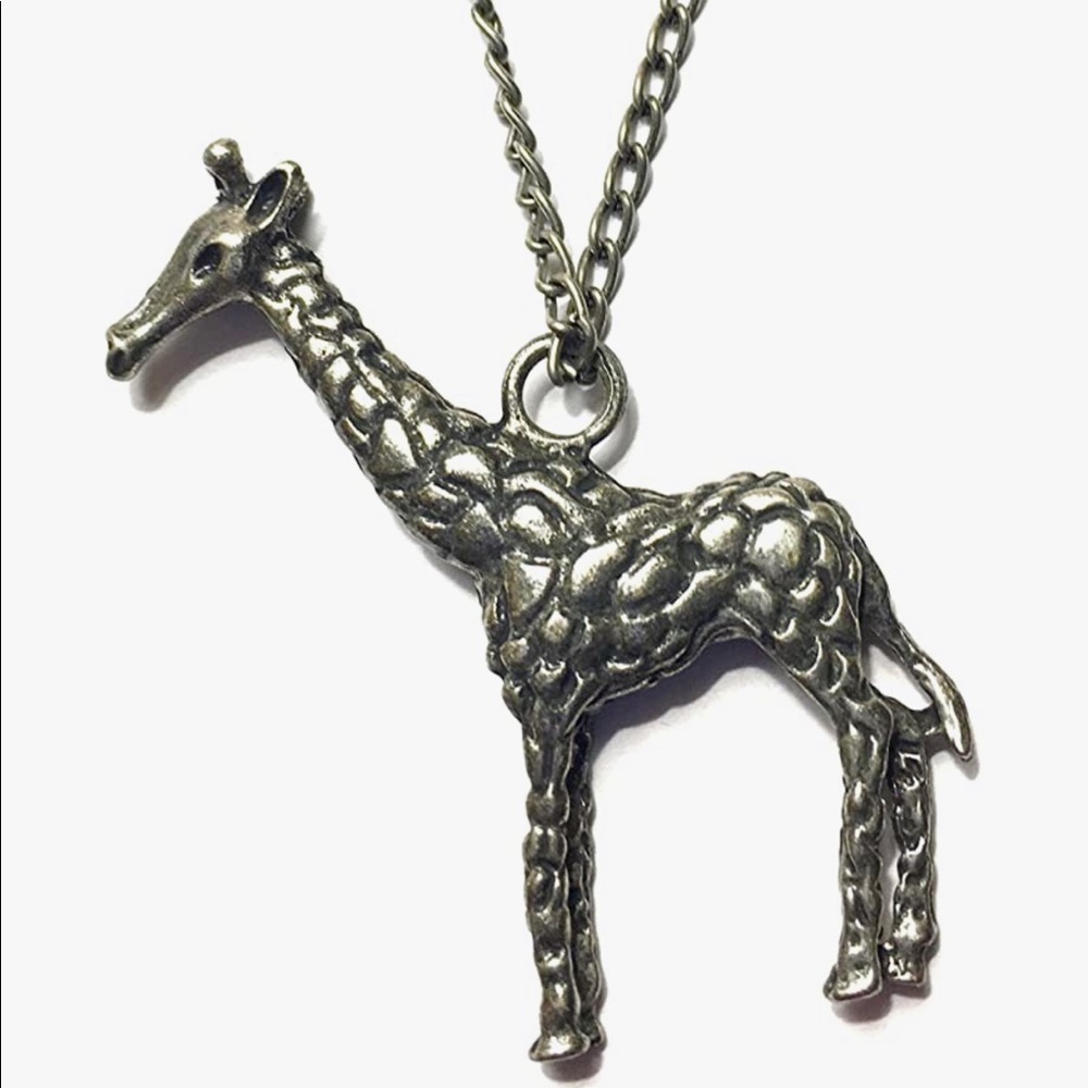 Giraffe Necklace Silver Tone Safari